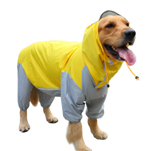 Pet Small Large Dog Raincoat Waterproof Clothes For Big Dogs Jumpsuit Rain Coat Hooded Overalls Cloak Labrador Golden Retriever