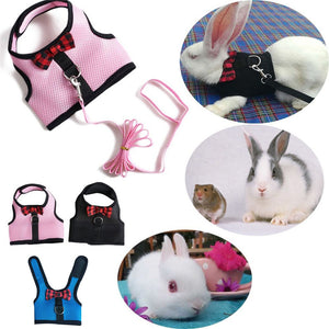 Rabbits Hamster Vest Harness With Leas Bunny  Mesh Chest Strap Harnesses Ferret Guinea Pig Small Animals Pet Accessories S/M/L 4