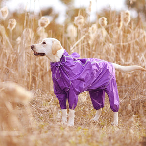 Pet Dog Raincoat Reflective Waterproof Clothes High Neck Hooded Jumpsuit For Small Big Dogs Rain Cloak Golden Retriever Labrador