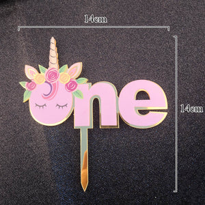 1PCs Unicorn Cake Topper Acrylic Mermaid Happy Birthday Cake Toppers For Baby Shower Cake Flags Personalized Cake Decoration