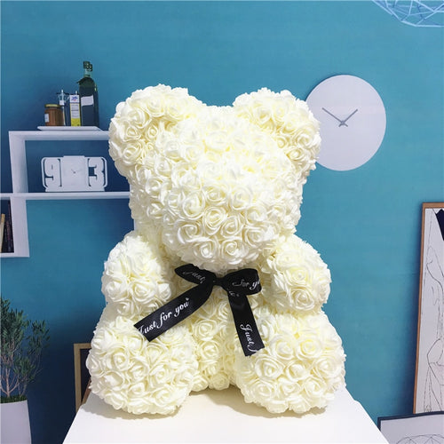2019 new 25/40cm with Heart Big Red Teddi Bear Rose Flower Artificial Decoration Christmas Gifts for Women Valentines Gift