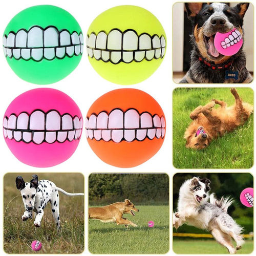 Funny Pets Dog Puppy Cat Ball Teeth Toy PVC Chew Sound Dogs Playing Squeaker Sound Toys Pet Supplies